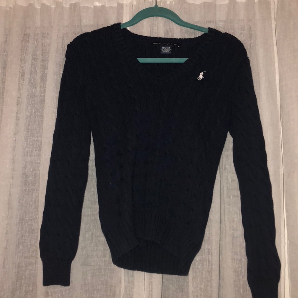 medium ralph lauren RL V neck navy